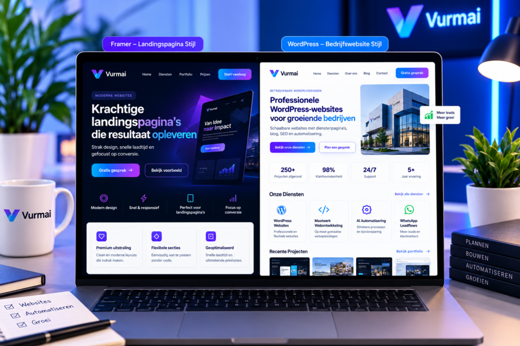 Framer versus WordPress: welk platform is beter voor een moderne zakelijke website?