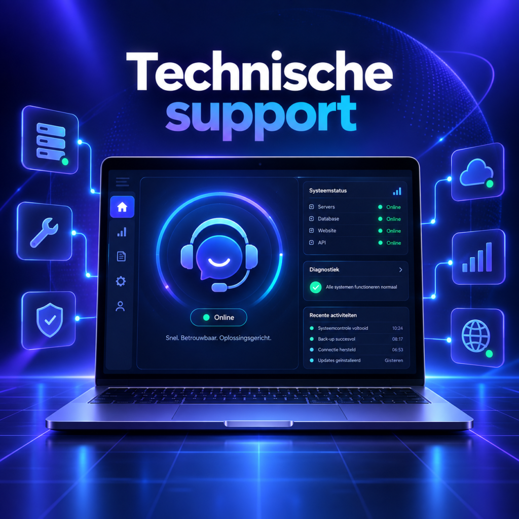 Technische support showing on the laptop
