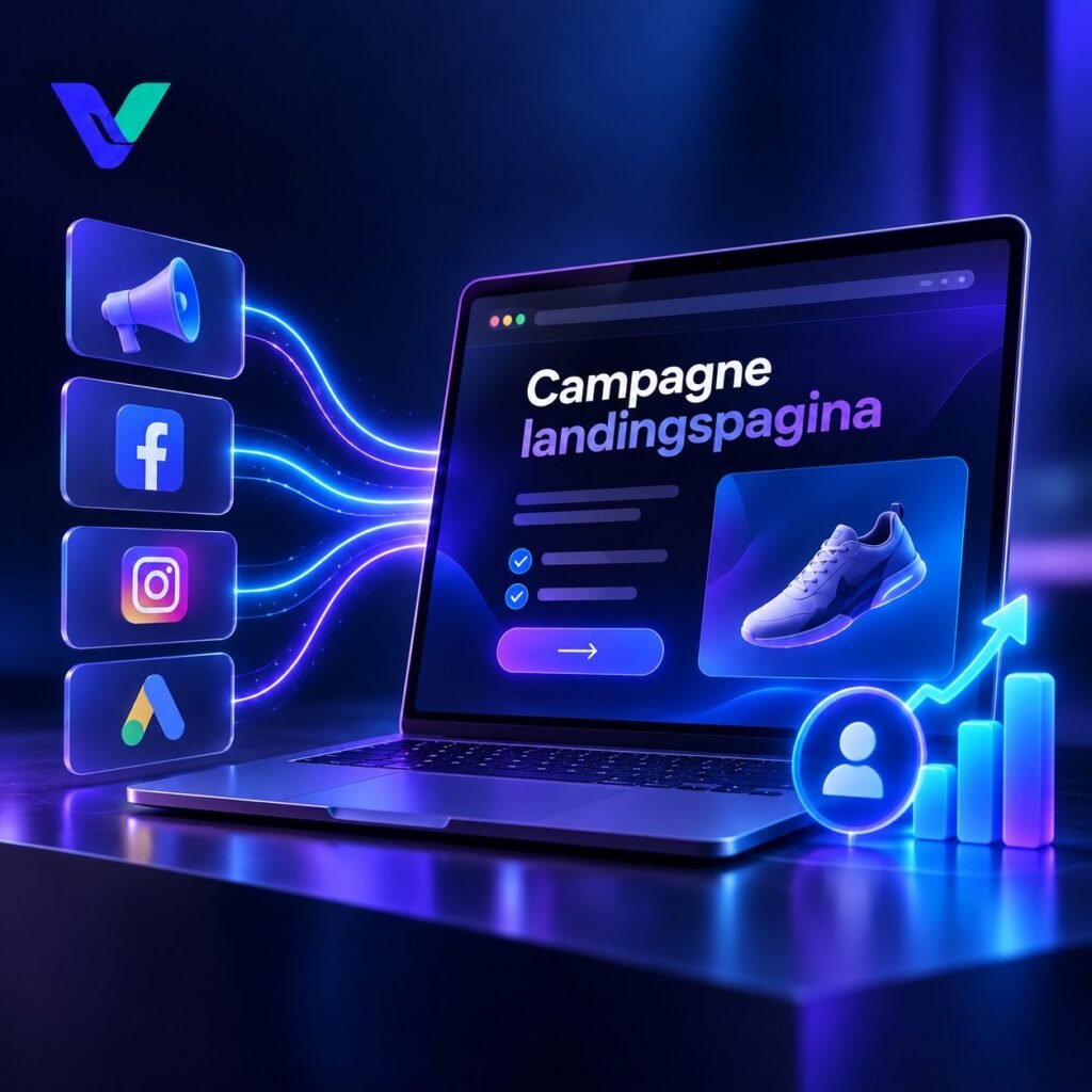 Campagne landingspagina met aanbieding funnel en campagneresultaten
