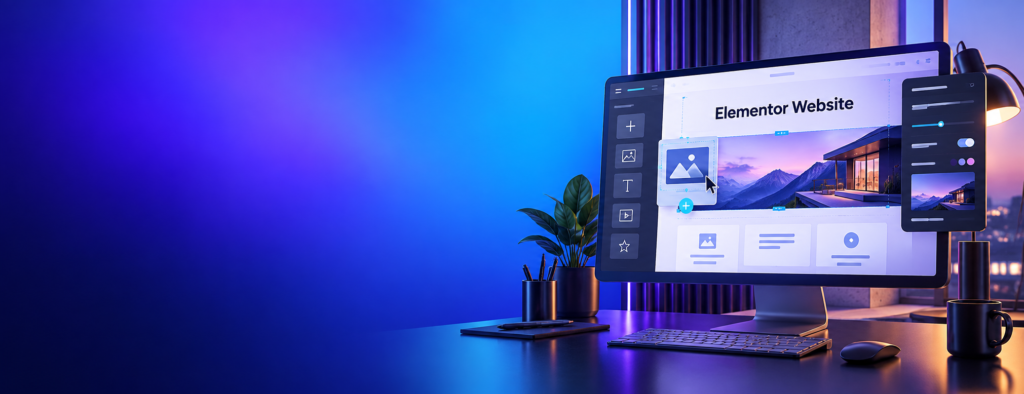 Visueel ontworpen Elementor website met moderne pagina-editor