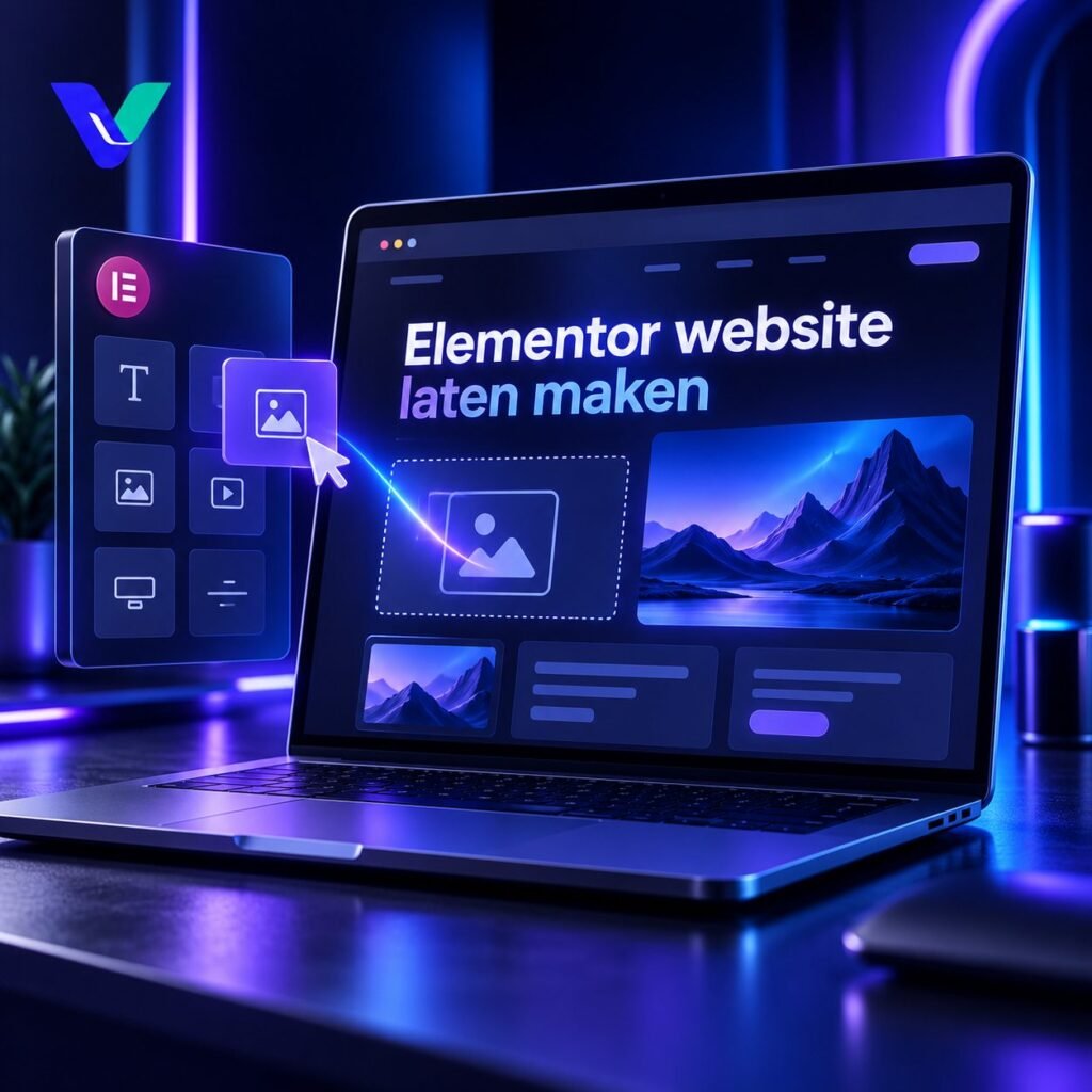 Visueel ontworpen Elementor website met moderne pagina-editor