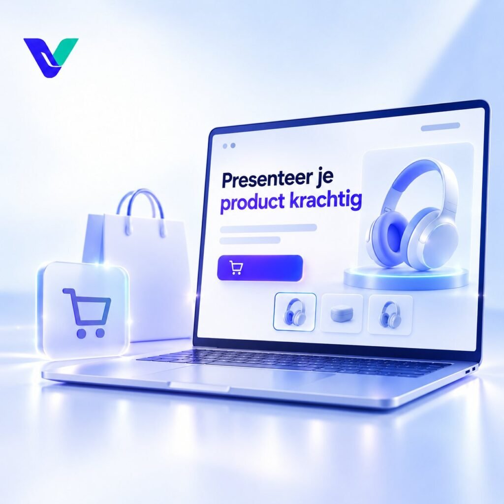 Product landingspagina met kenmerken afbeeldingen en koopactie