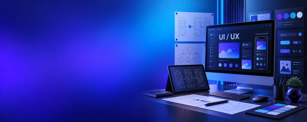UI UX webdesign met wireframes componenten en gebruikersflows