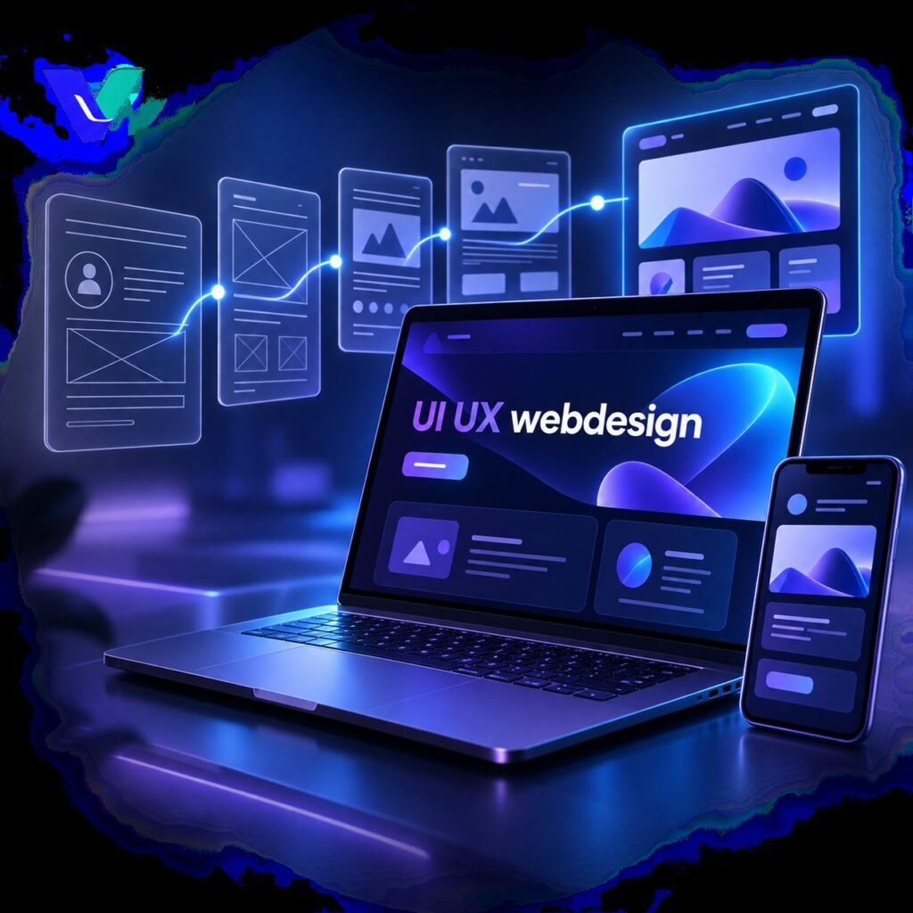 UI UX webdesign met wireframes componenten en gebruikersflows