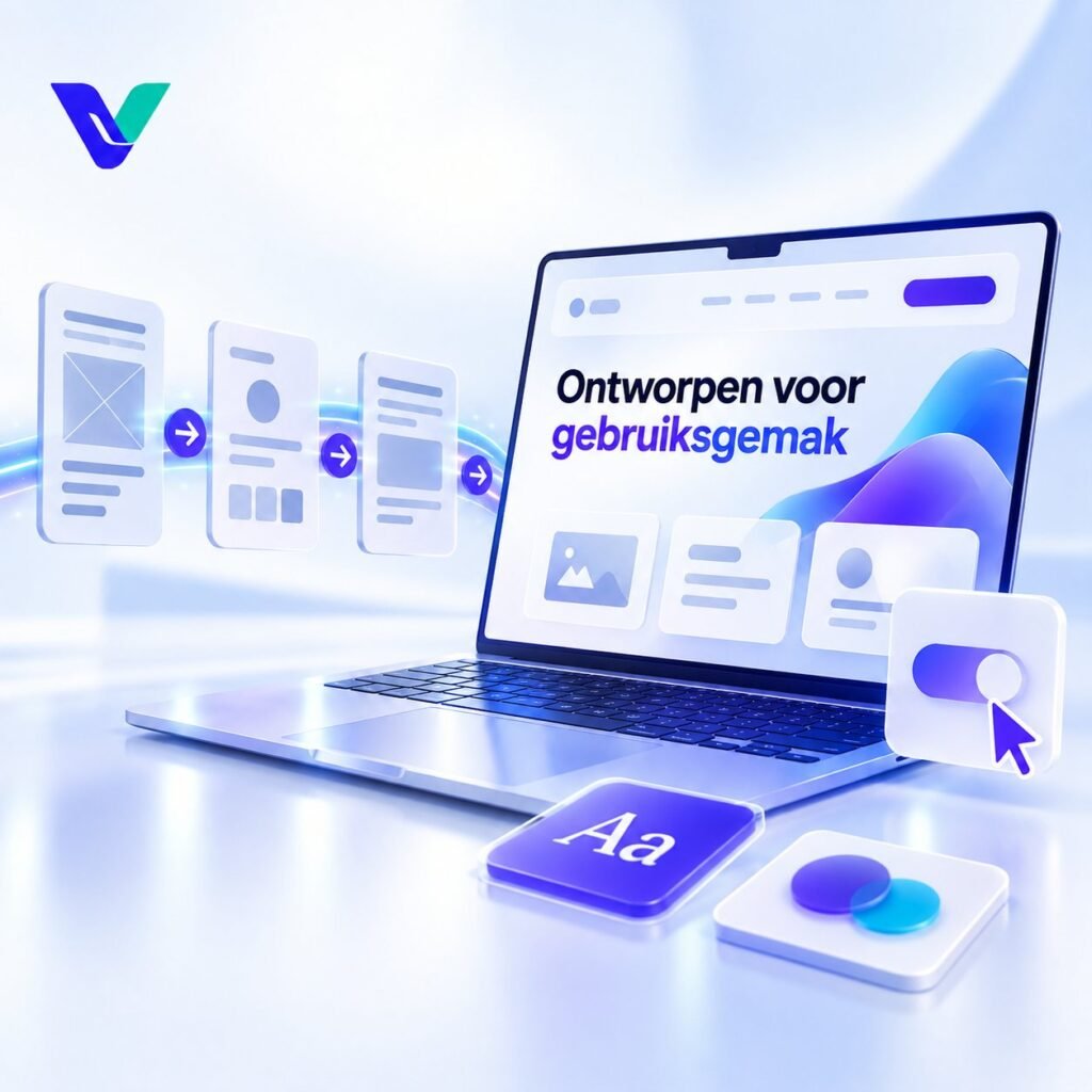 UI UX webdesign met wireframes componenten en gebruikersflows